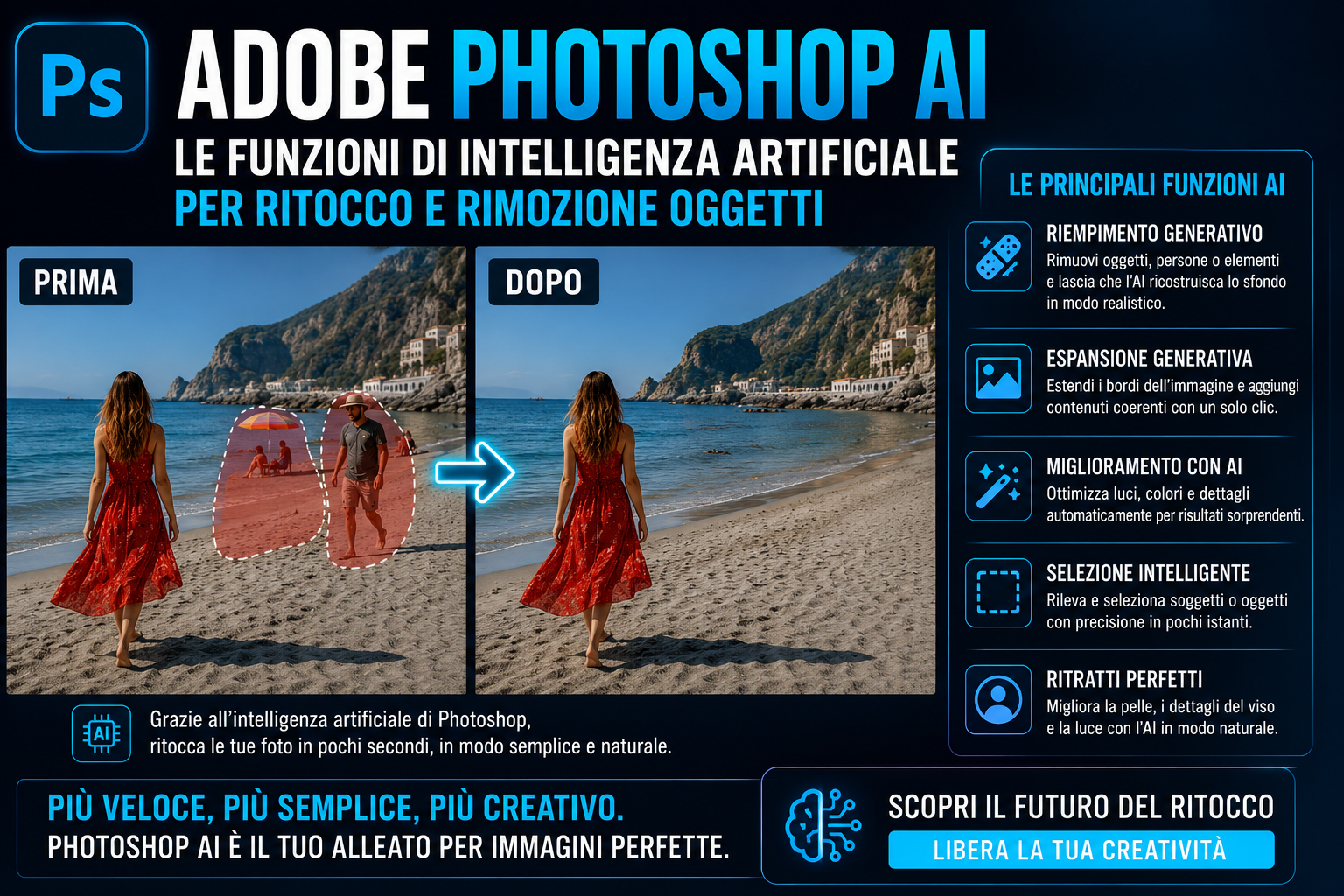 Adobe Photoshop AI: Le Funzioni di Intelligenza Artificiale per Ritocco e Rimozione Oggetti