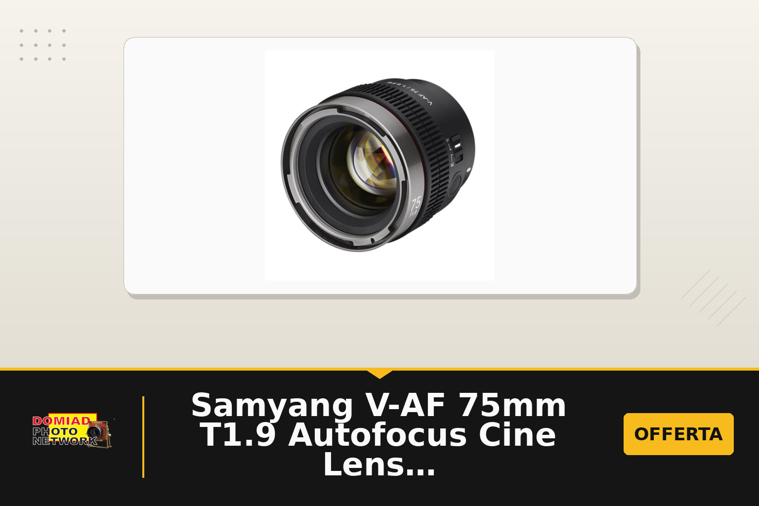 Samyang V-AF 75mm T1.9 Autofocus Cine Lens per Sony FE