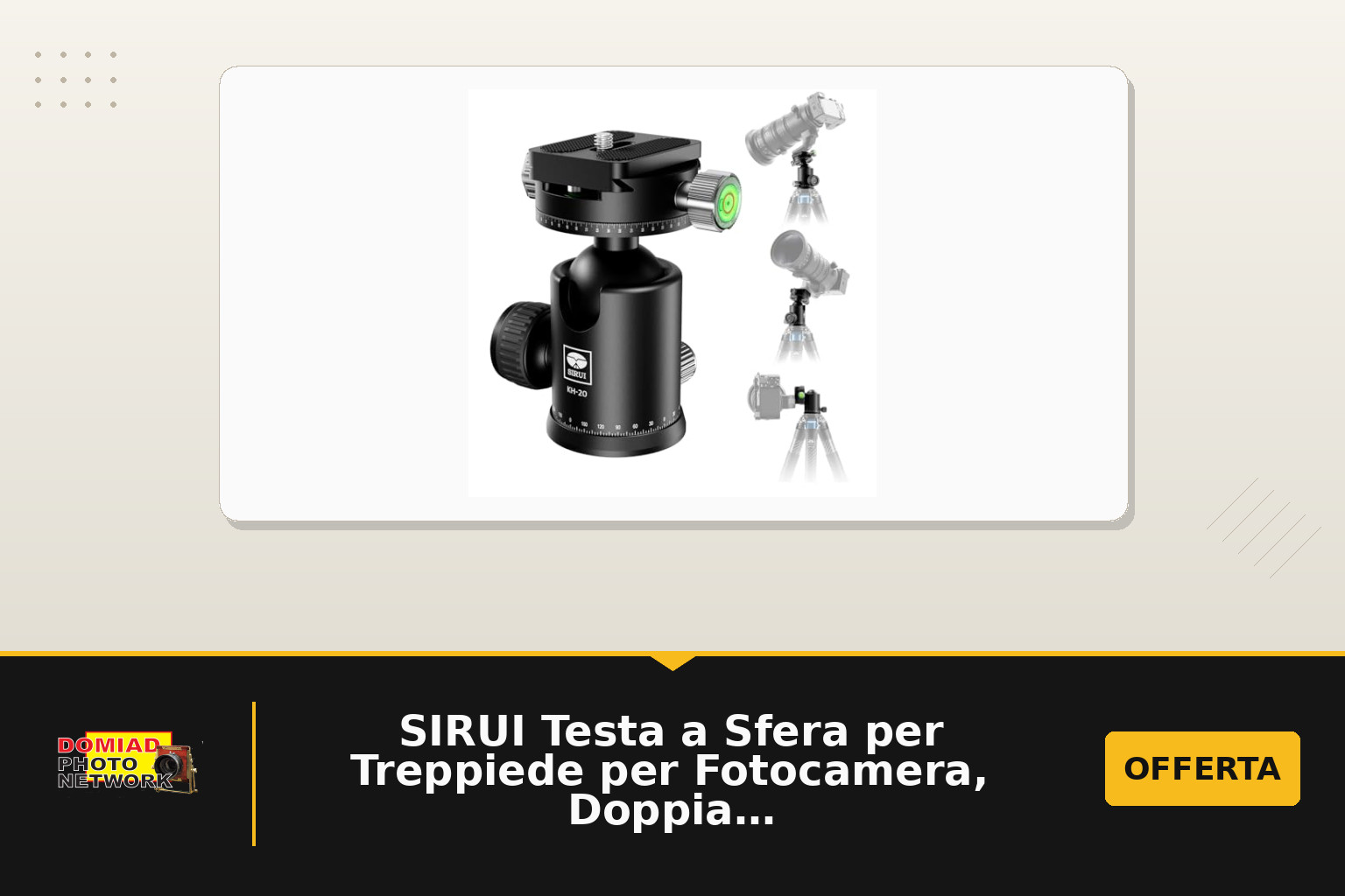 SIRUI Testa a Sfera per Treppiede per Fotocamera, Doppia Testa Panoramica a 360° con Sfera in Metallo da 36mm e Piastra a Sgancio Rapido da 1/4" per…