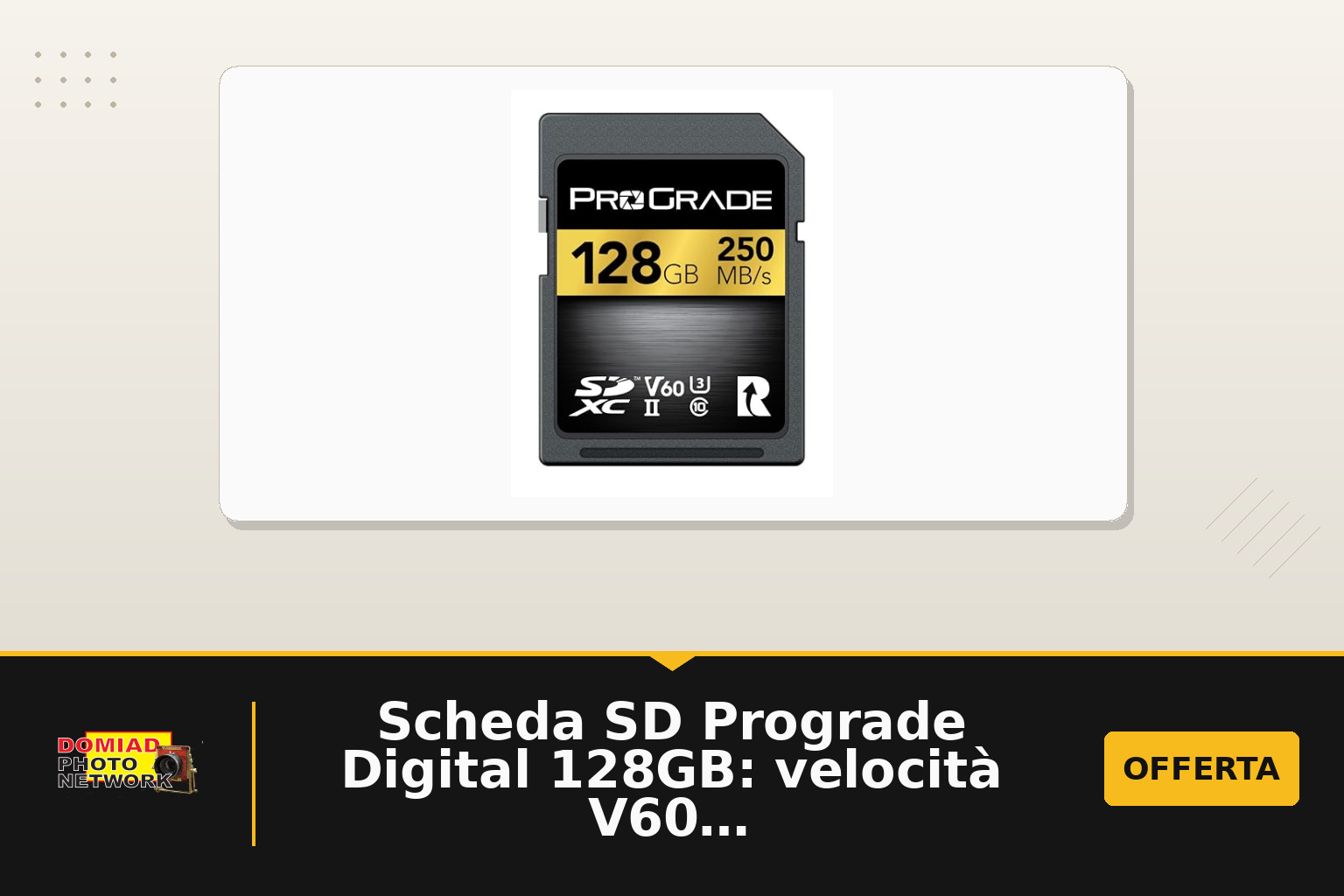 Scheda SD Prograde Digital 128GB: velocità V60, prestazioni affidabili per professionisti