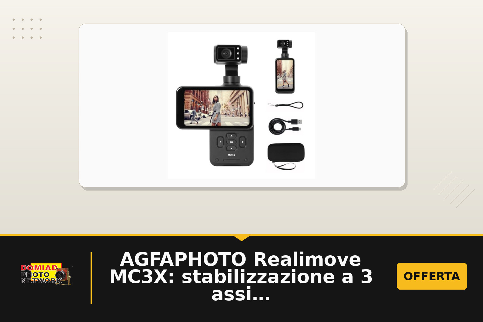 AGFAPHOTO Realimove MC3X: stabilizzazione a 3 assi e 4K per vlog e viaggi