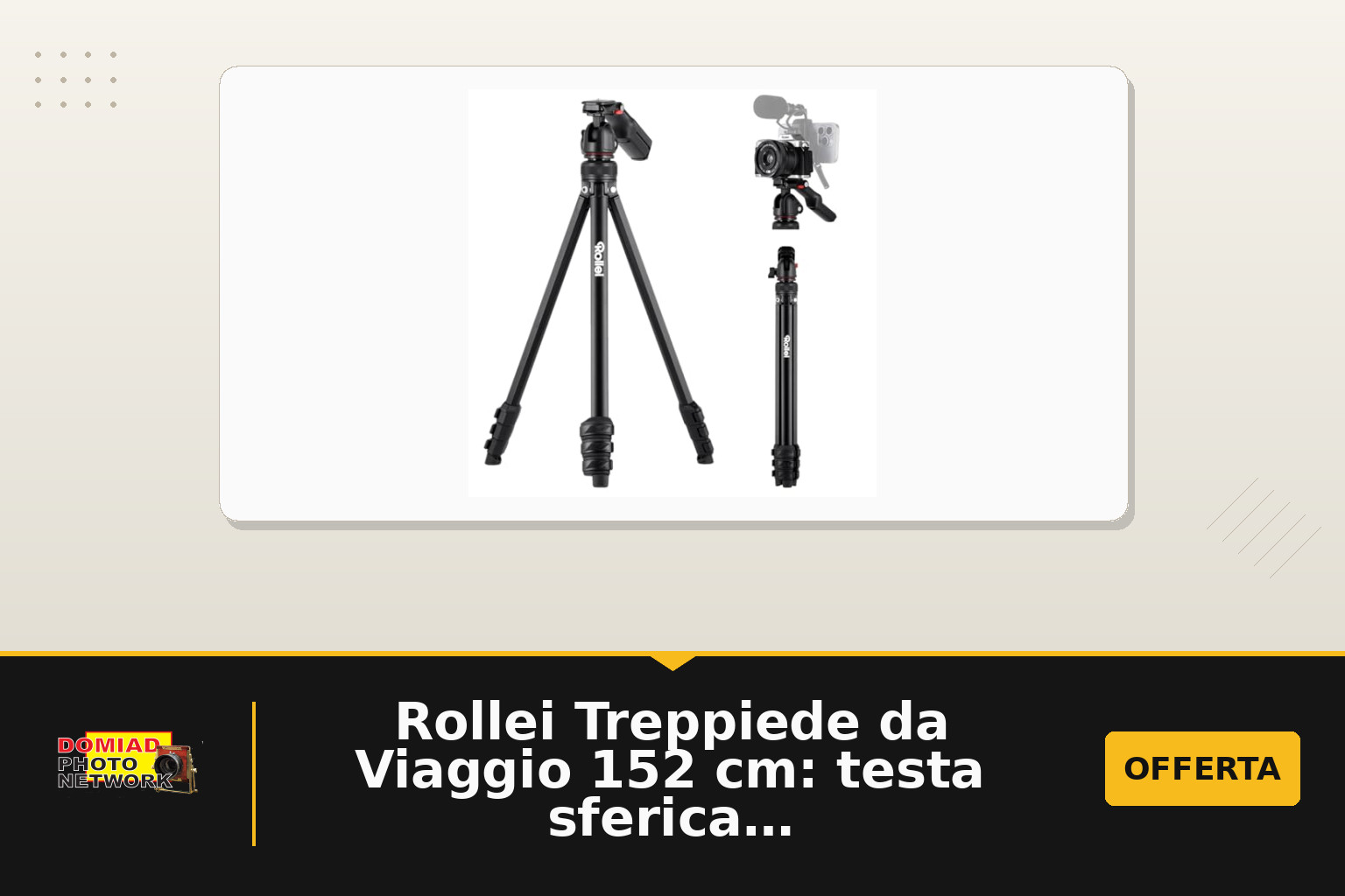 Rollei Treppiede da Viaggio 152 cm: testa sferica, telecomando e compatibilità 1/4"