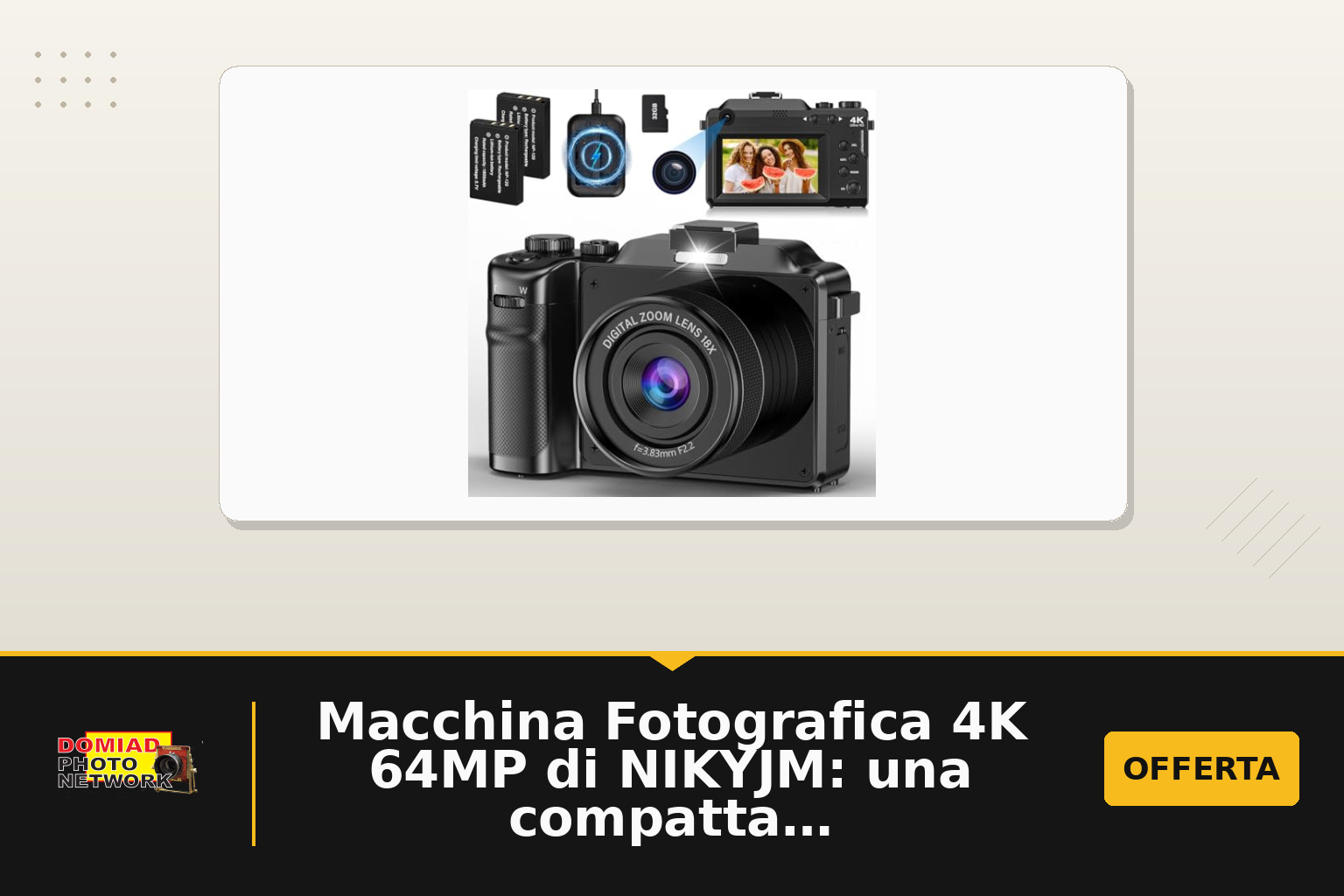 Macchina Fotografica 4K 64MP di NIKYJM: una compatta per vlog e streaming con 32 GB incl.